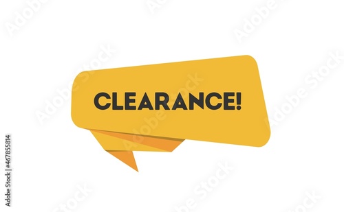 Clearance sale sign in yellow with metallic border and a exclamation