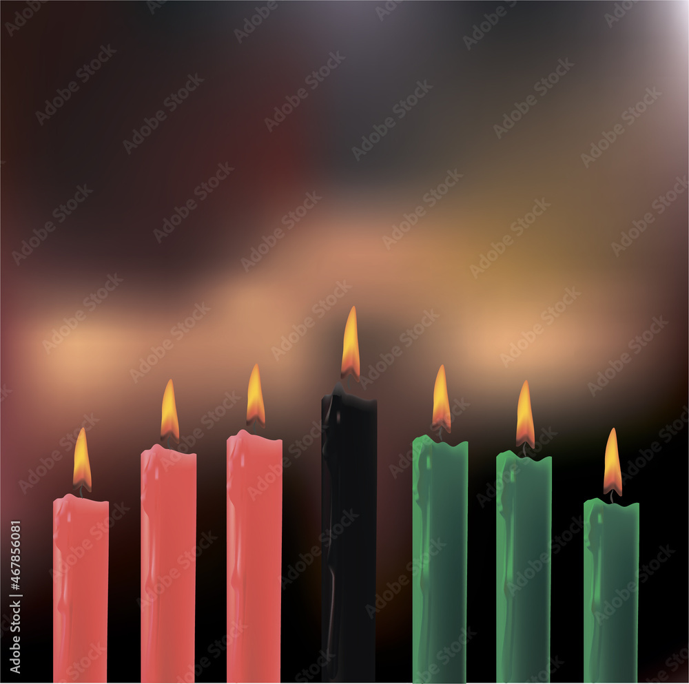Illustration Of Happy Kwanzaa Greeting Card Background with seven black