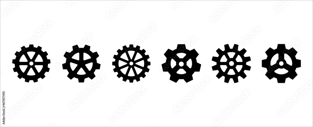 Gear setting vector icon set. Cogwheel gear symbol of system ...