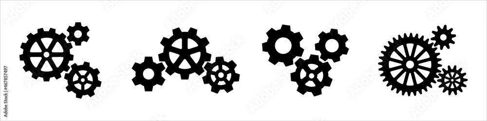 Gear setting vector icon set. Cogwheel gear symbol of system ...