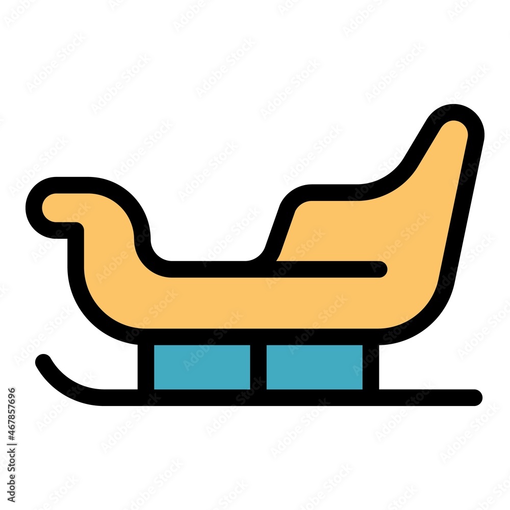 Winter sleigh icon. Outline winter sleigh vector icon color flat isolated Winter sleigh icon. Outline winter sleigh vector icon color flat isolated
