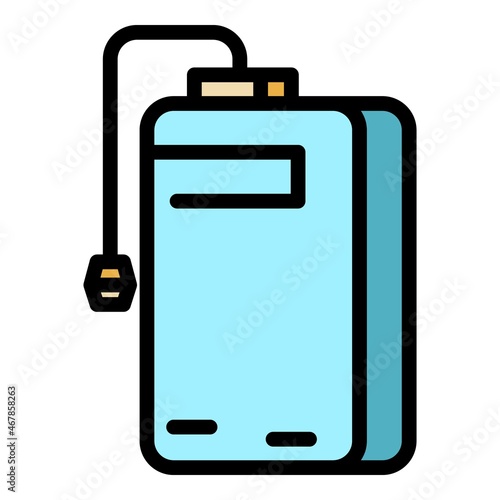 Battery power bank icon. Outline battery power bank vector icon color flat isolated