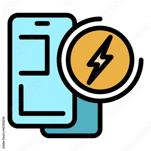 Accumulator power bank icon. Outline accumulator power bank vector icon color flat isolated
