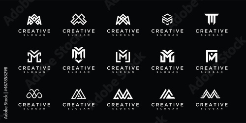 Set of initial m letter monogram logo designs.
