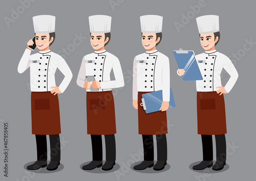 Professional Man Chef working character vector design, with different poses vector illustration cartoon character