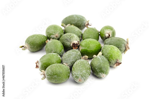 Feijoa fruits or pineapple guava isolated on white