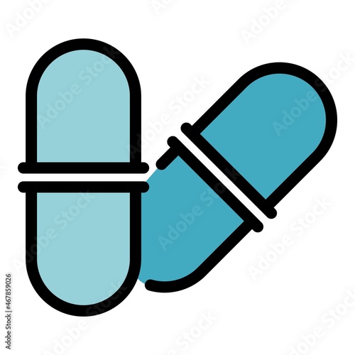 Prebiotic capsule icon. Outline prebiotic capsule vector icon color flat isolated