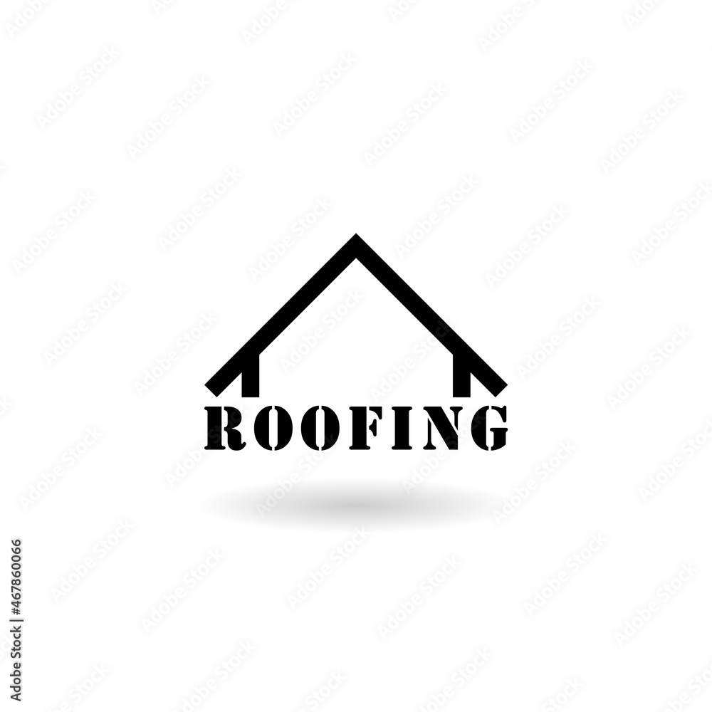 Roof home icon with shadow design flat illustration isolated on white background Roof home icon with shadow design flat illustration isolated on white background