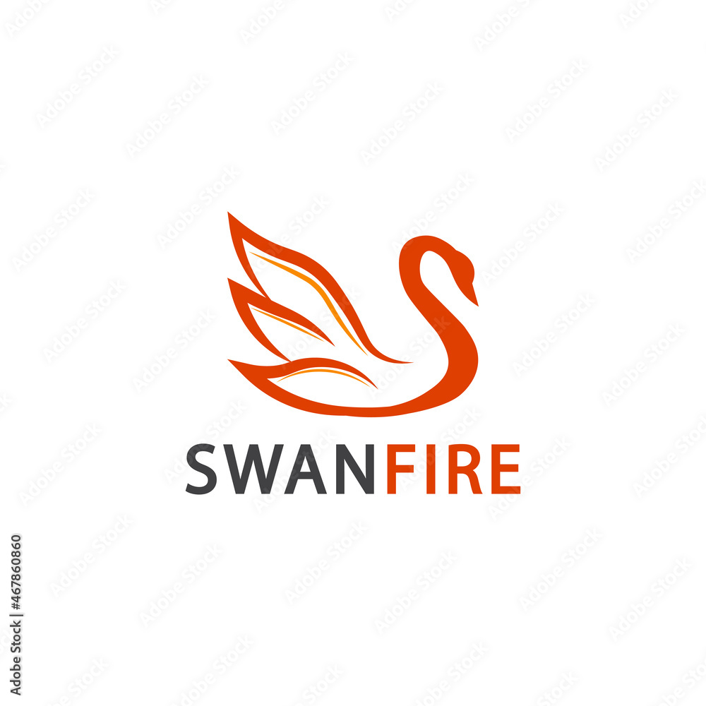 Swan Fire Logo Design Animal Modren Swan Fire Logo Design Animal Modren