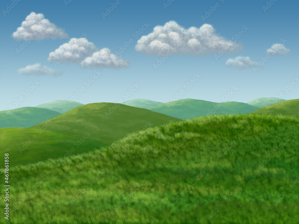 Hills graphic color landscape sketch illustration