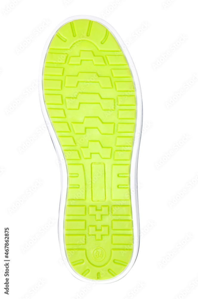 green sneakers sole with pattern isolated on white green sneakers sole with pattern isolated on white