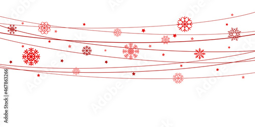 snow flakes on strings background for christmas time