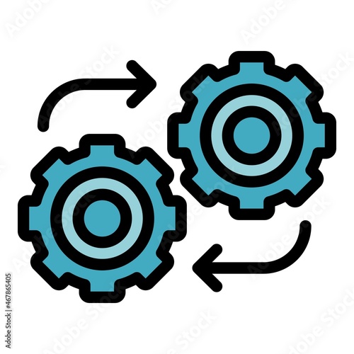 Adaptation gear wheel icon. Outline adaptation gear wheel vector icon color flat isolated