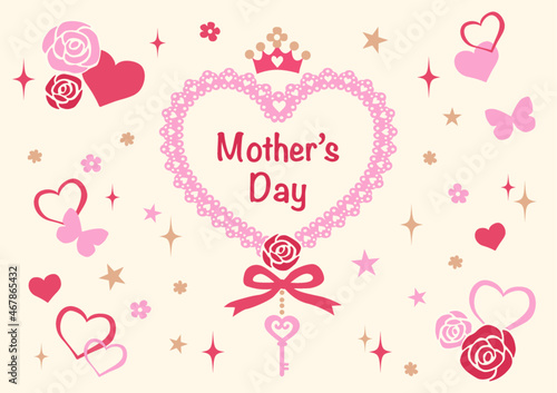 かわいい母の日のカード Mother'sday Happy Valentines Day hearts background vector illustration. 