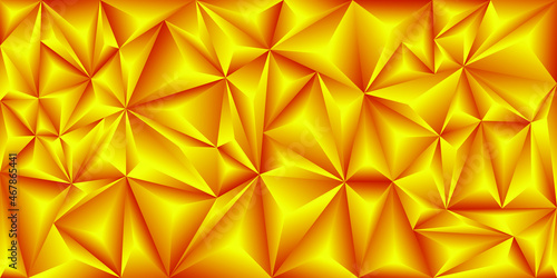 Yellow triangles. Gold geometric abstract polygonal background. Vector illustration.