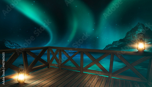 Wooden pier on the water. N...