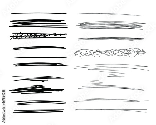 Vector Set of Hand Drawn Doodle Lines Isolated on White Background, Sketched Design Elements, Black Lines, Isolated Set.