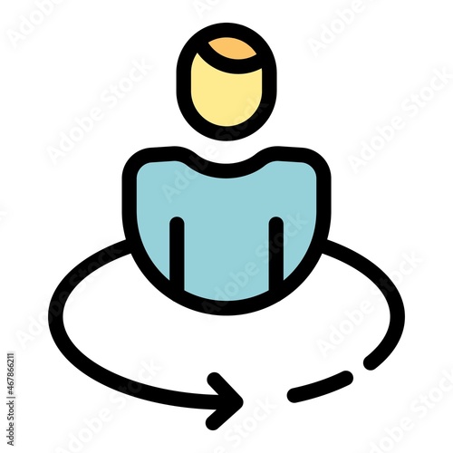 Level up adaptation icon. Outline level up adaptation vector icon color flat isolated