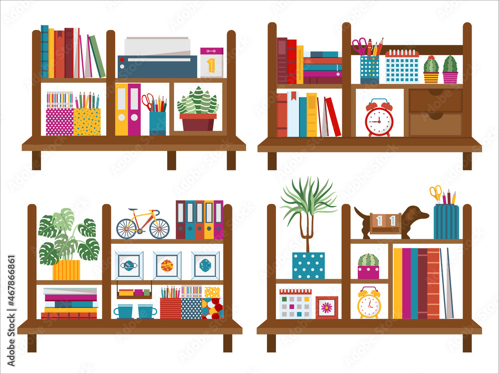 Home Office Book Shelves with Decor in Flat