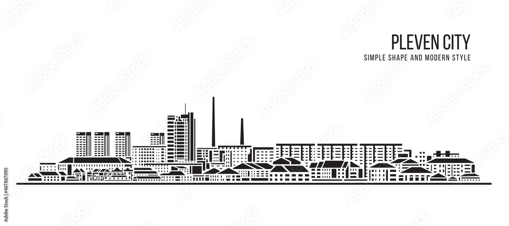 Cityscape Building Abstract Simple shape and modern style art Vector design - Pleven city