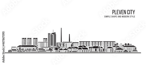 Cityscape Building Abstract Simple shape and modern style art Vector design - Pleven city