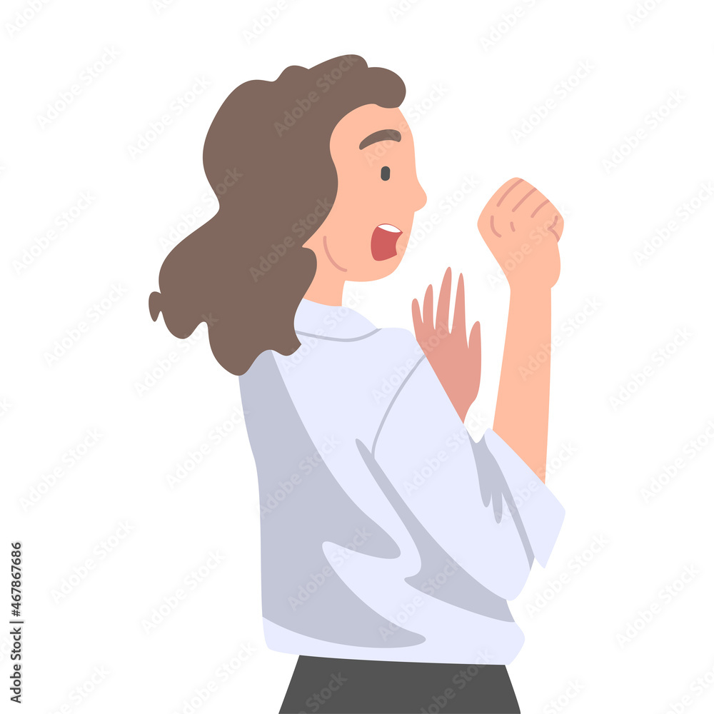 Woman Office Employee Afraid of Something and Terrified Shaking with Fear Vector Illustration Woman Office Employee Afraid of Something and Terrified Shaking with Fear Vector Illustration