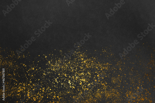 Japanese image background with gold splash pattern on matte black paper