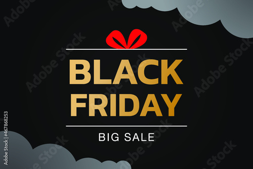 Black Friday 2023 super sale design template with gold gradient text to make it look elegant in dark background vector illustration concept.	