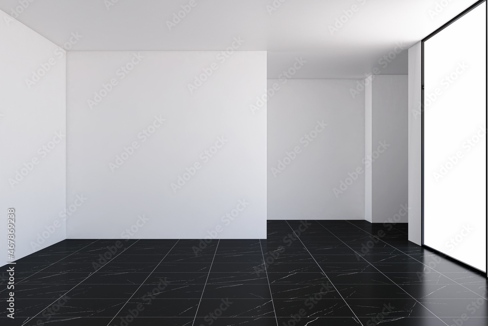 Fototapeta premium Illustration 3D rendering large luxury modern bright interiors Living room mockup computer digitally generated image