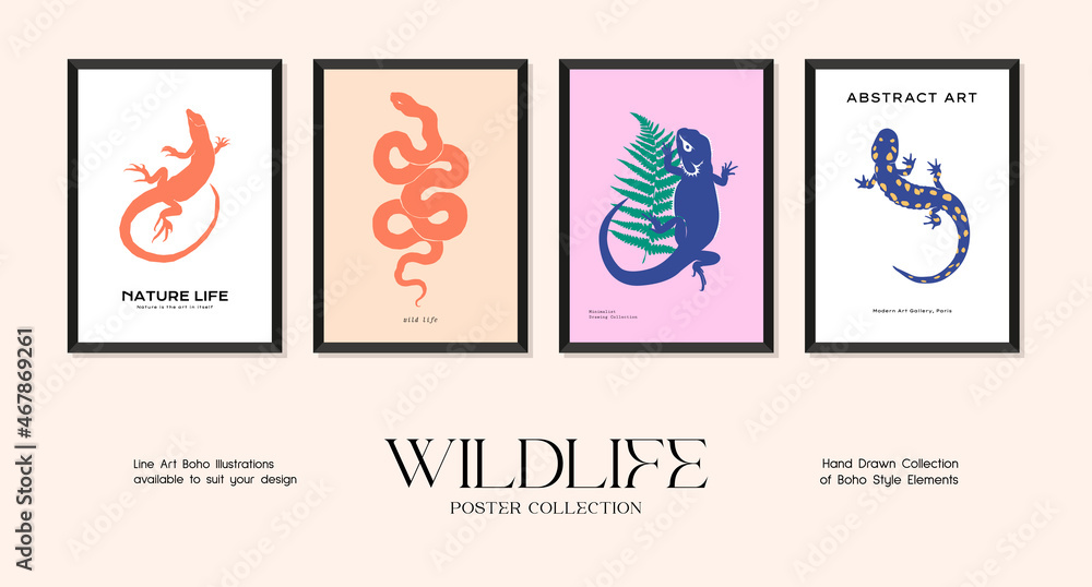 Wildlife minimalistic print poster collection