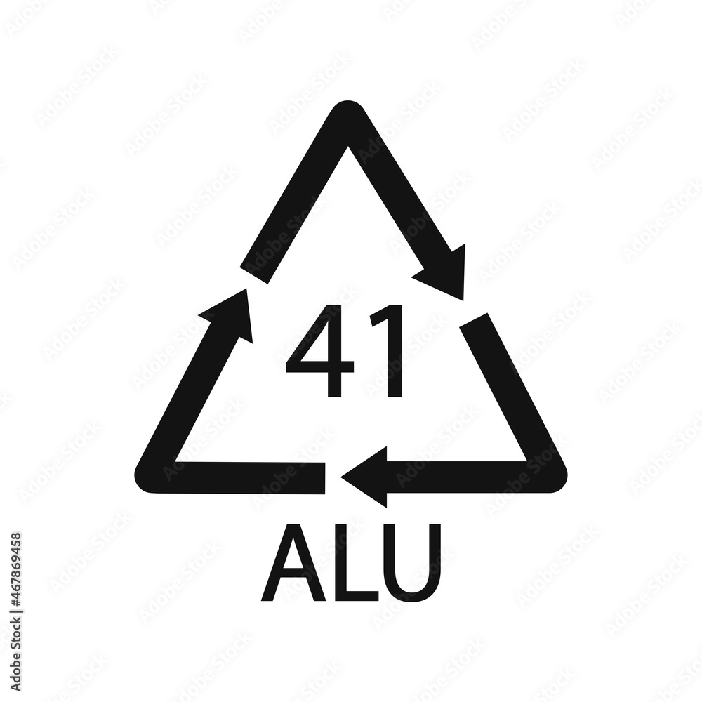 Aluminium recycling symbol ALU 41. Vector Illustration Aluminium recycling symbol ALU 41. Vector Illustration