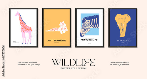 Wildlife minimalistic print poster collection