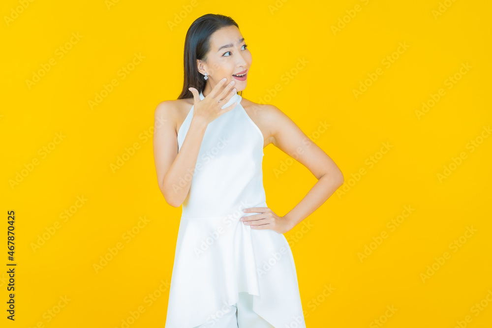 Portrait beautiful young asian woman smile with action Portrait beautiful young asian woman smile with action