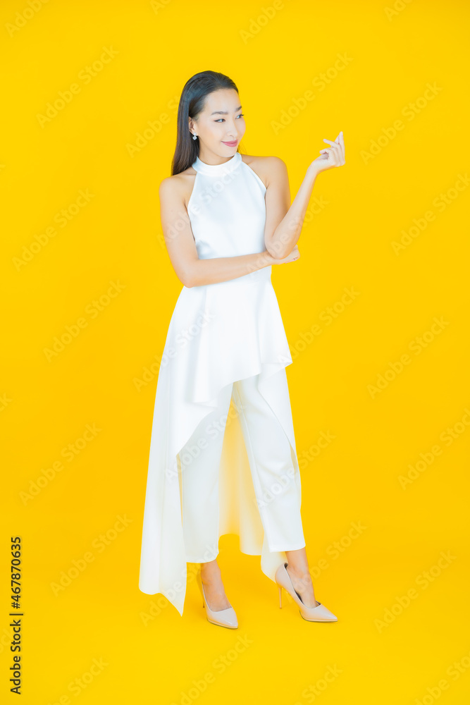 Portrait beautiful young asian woman smile with action Portrait beautiful young asian woman smile with action