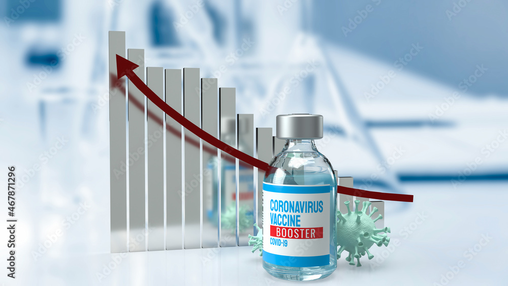The vaccine booster and chart for medical  or sci concept 3d rendering