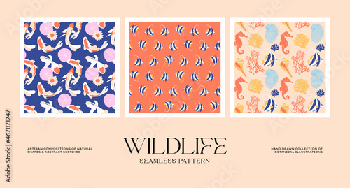 Abstract wildlife seamless pattern collection to suit your branding identity our packaging design