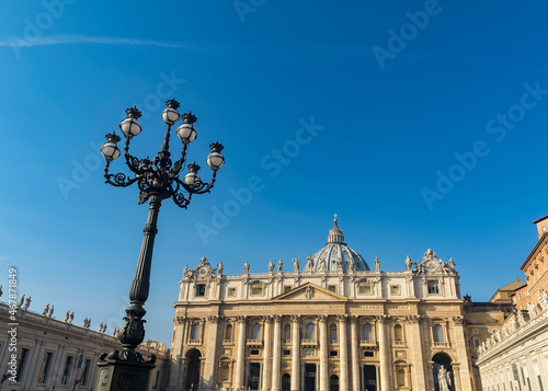 Lamppost in St. Peter's Square in Vatican City, Rome, Italy  © Baharlou