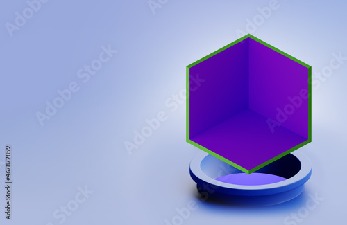 Podium stand purple. Cutawa...
