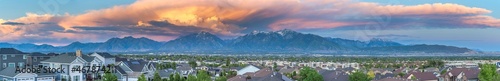 Panoramic view of Salt Lake City residential area in Utah