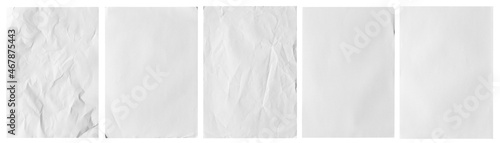 real image, white paper wrinkled poster template , blank glued creased paper sheet mockup.white poster mockup on wall. empty paper mockup. . photo