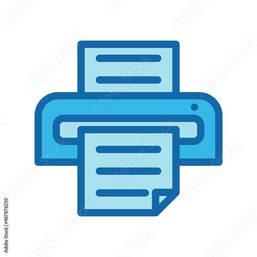 Printer Line Filled Blue Vector Icon Design