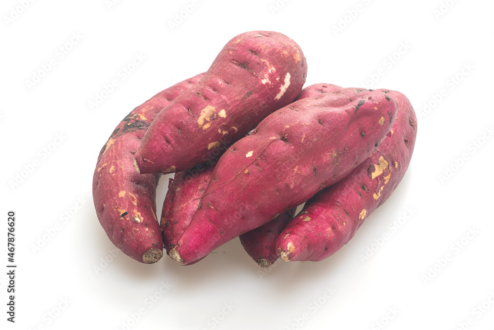 fresh Japanese sweet potatoes on white background fresh Japanese sweet potatoes on white background