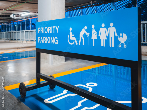Priority Signage Parking Sign stand in Public building Universal design facility 