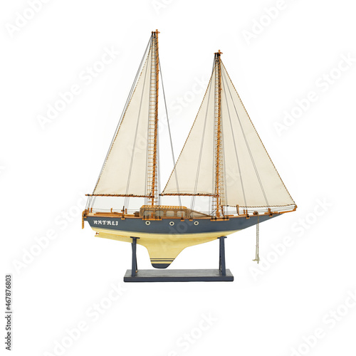Fotografi Model ship on white background