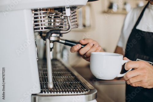 Barista preparing coffee at a coffee shop