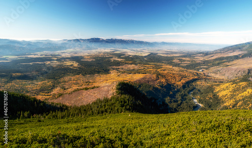 Beautiful country landscape. View pn Liptov area from peak Kivan in High Tatras mountains at Slovakia