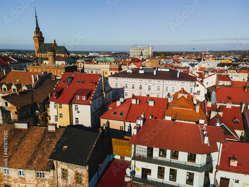 Tarnow Town Skyline Aerial View on Sunny Day in Poland