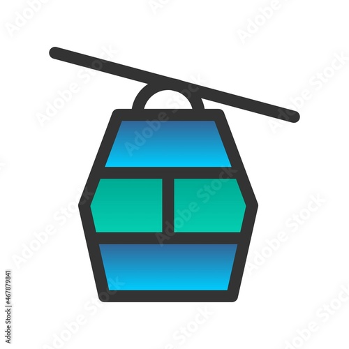 Cable Car Filled Gradient Vector Icon Design