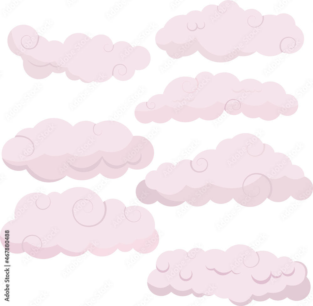 set of pink cumulus clouds 