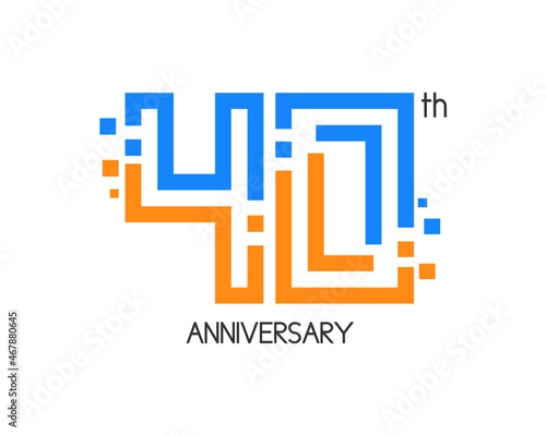 40 years anniversary logo design with digital concept and pixel icon